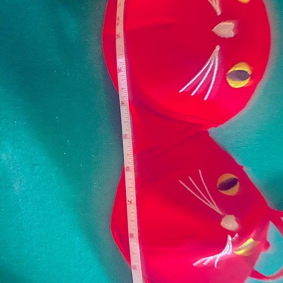2/$25 Rare Kitty Cat Shaped Ears Bikini Bra Top Red SM Medium / Large XL Junior - Picture 7 of 7